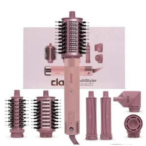 Clara Multi Styler for All Hair Types – 6-in-1 Styling Tool with Auto-Wrap Curlers, Blow Dryer, Round & Oval Brush – 1500W Ionic Hair Styler for Frizz-Free Waves & Salon Blowouts Pink