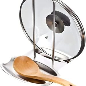 Nkb pot lid holder and pan spoon rest for kitchen utensils shelf rack