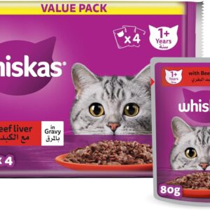 Whiskas Beef Flavour Cat Food 4 Pack 80 g