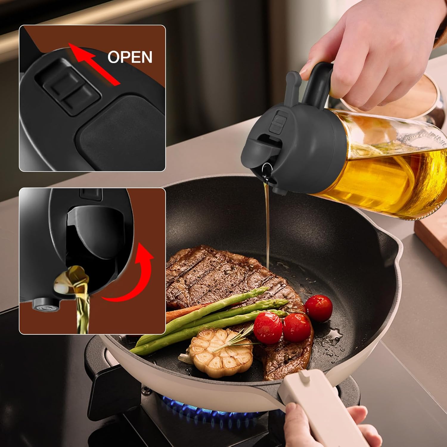 YARRAMATE Olive Oil Dispenser, 2 in 1 Oil Sprayer for Cooking - Image 3