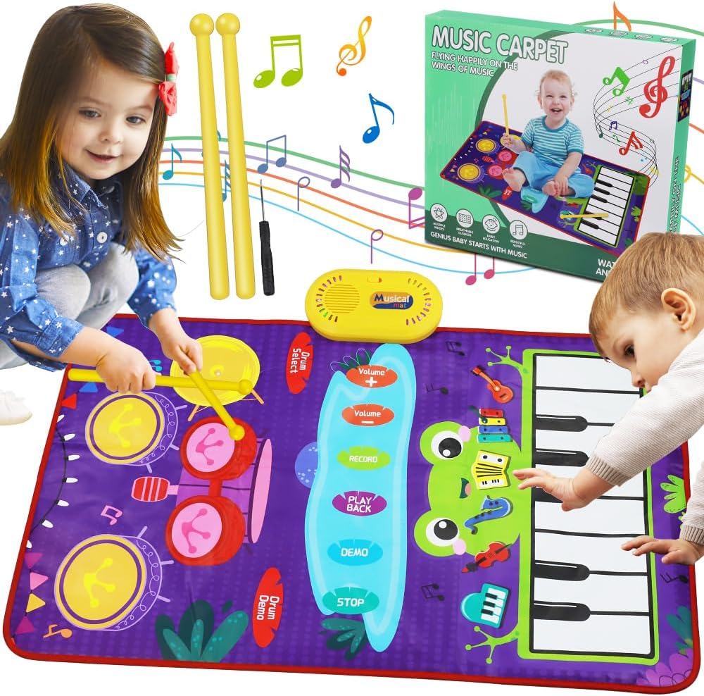 Baby Musical Mat for Boys Girls Gift, Baby Toys 2-in-1 Toddler Musical Toys