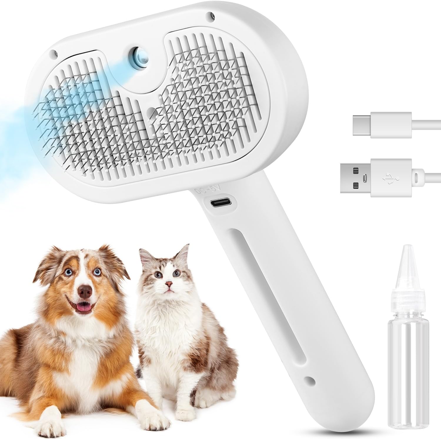 3 in 1 Cat Steam Brush, Pet Steam Brush for Cat Dog Long Short Haired
