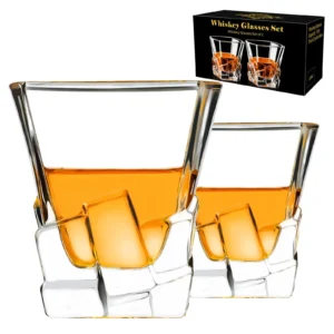 PARACITY Crystal Old Fashioned Glasses, Set of 2, 10 oz, Insulated, Solid Print