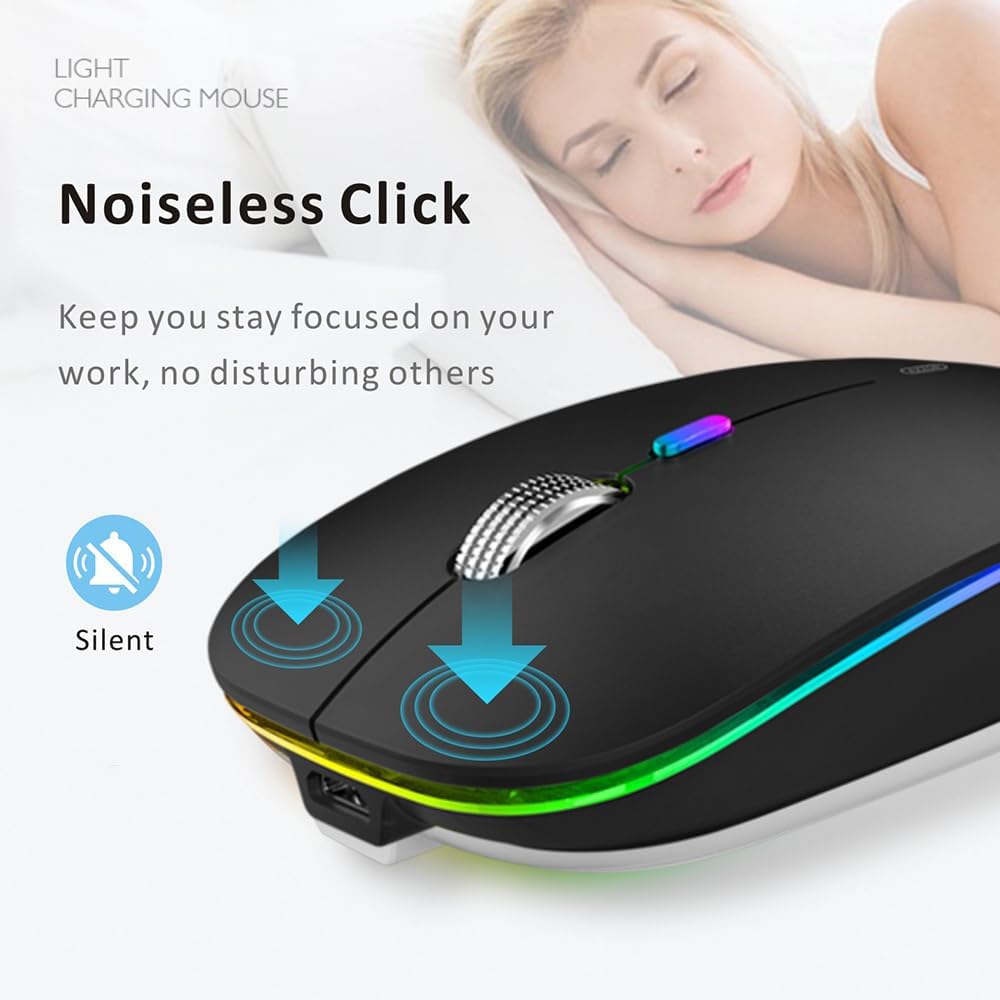 LED G12 Slim Rechargeable Silent Mouse Matte Black - Image 5