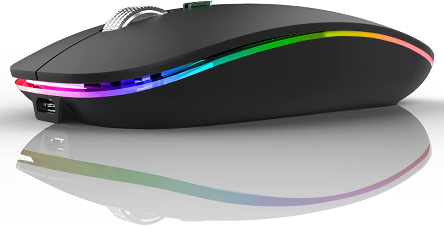 LED G12 Slim Rechargeable Silent Mouse Matte Black