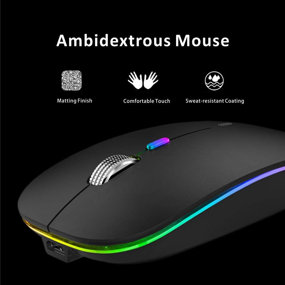LED G12 Slim Rechargeable Silent Mouse Matte Black - Image 3