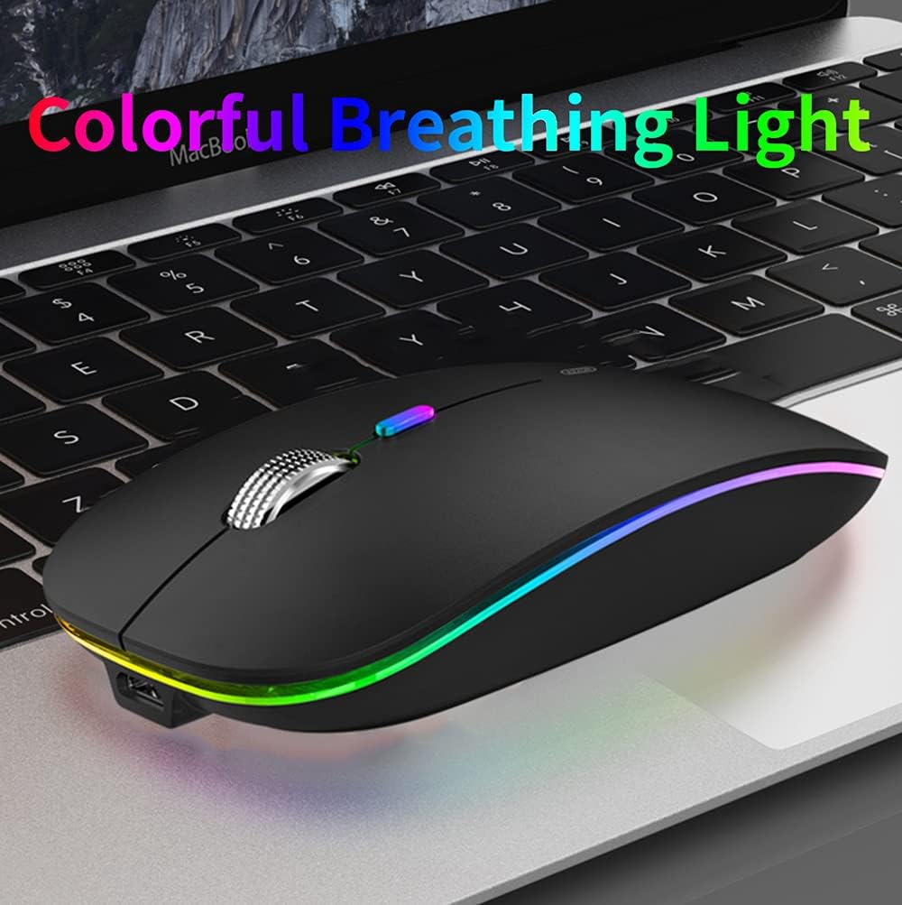 LED G12 Slim Rechargeable Silent Mouse Matte Black - Image 4