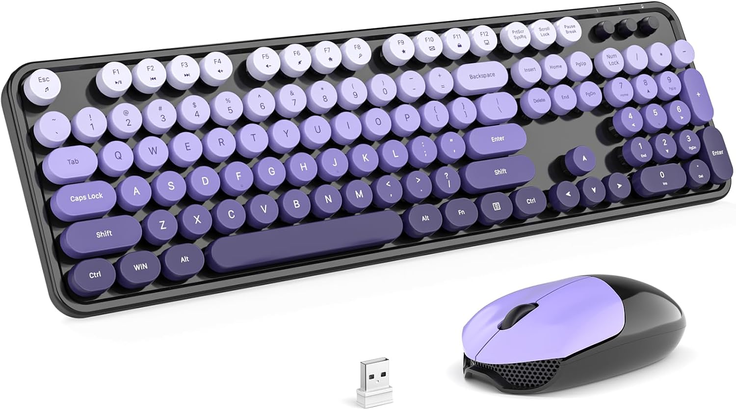 Wireless Keyboard and Mouse Combo Black Purple Gradient