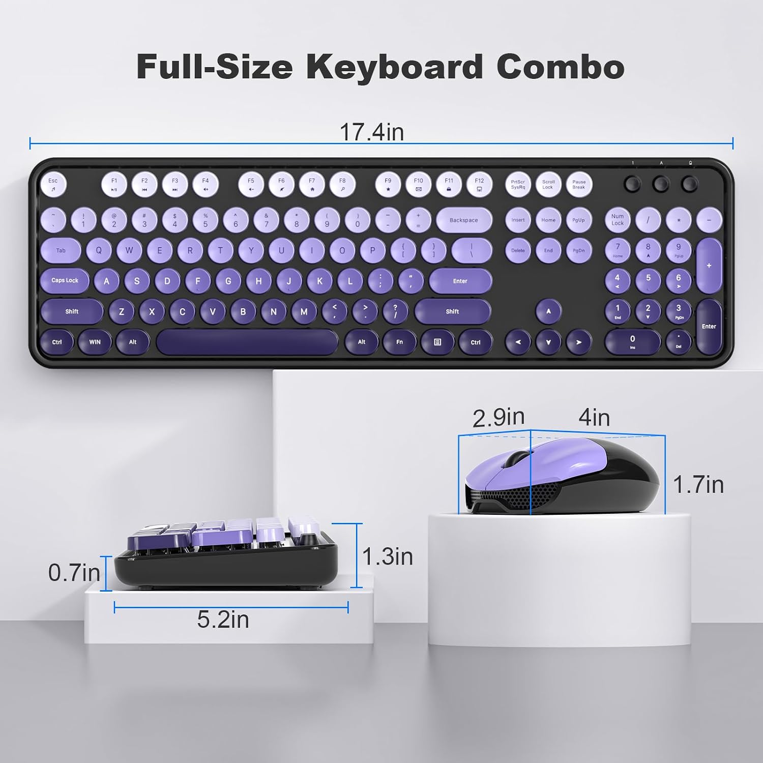 Wireless Keyboard and Mouse Combo Black Purple Gradient - Image 2